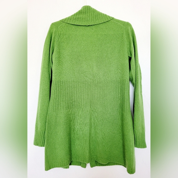 Presious Fibers Women 100%Cashmere Long Cardigan Pearl Buttons Green Small - Picture 3 of 11